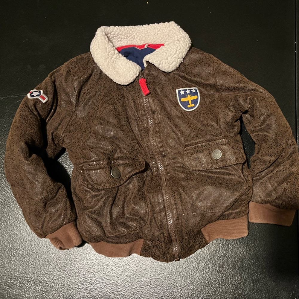Brown Toddler Faux Leather Air Pilot Jacket